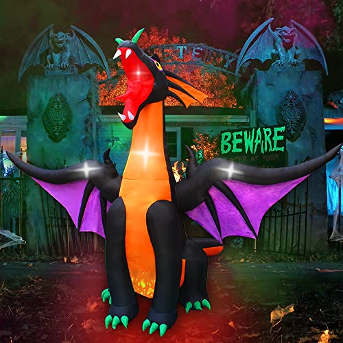 12FT Halloween Inflatable Fire & Ice Dragon Outdoor Decoration with LED Lights