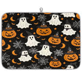 Halloween Dish Drying Mat for Kitchen Counter 18x24 in Pumpkins Ghost Bats Pattern - Absorbent Non Slip Kitchen Mat, Halloween Themed