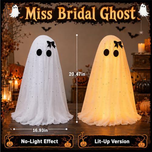 Halloween Ghost Decorations Indoor Set - Glowing Spooky Ghosts for Home & Table Display