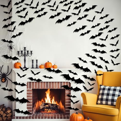 120Pcs Halloween Bat Wall Stickers for Indoor Outdoor Party Decorations