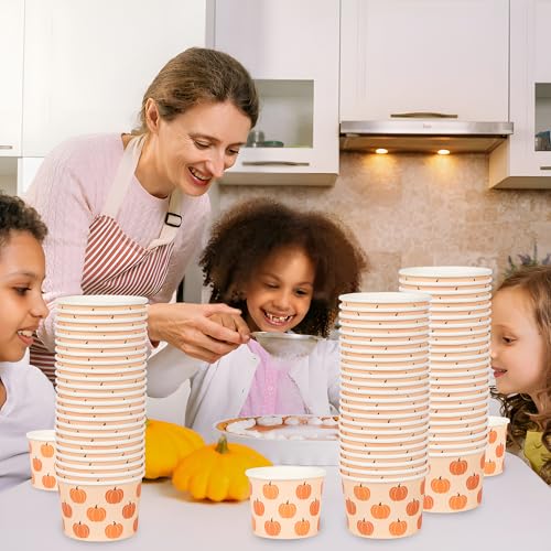 Fall Pumpkin Snack Cups - 50 Pack 9oz Disposable Ice Cream & Treat Cups