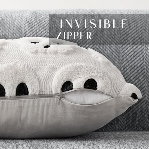 Halloween Pillow Covers 20x20 Inch Set of 2 White Skeletal Decor Plush Faux Fur