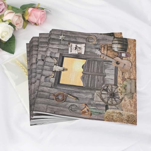 Western Cowboy Party Supplies Set for 25 Guests - Plates, Napkins, Cups & Utensils