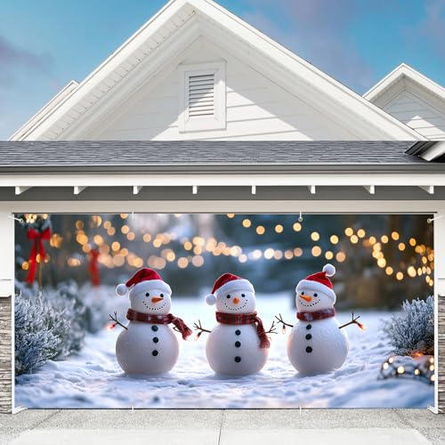 Snowmen Garage Door Decoration Banner - 6 x 13 ft Christmas Xmas Holiday Outdoor Indoor