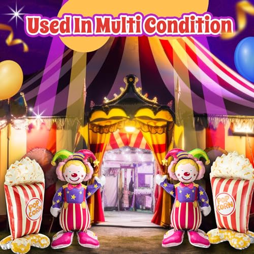 Self-Standing Popcorn and Clown Balloons Kit - Carnival Party Decor