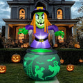 6 Ft Halloween Inflatable Witch and Cauldron Yard Decor with Rotating Ghost Light