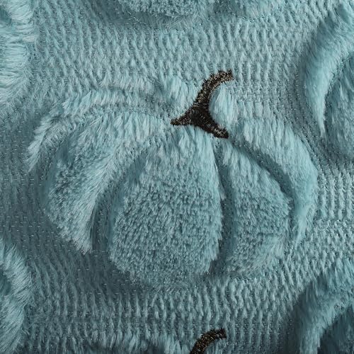 Light Blue Fall Pillow Covers 18x18 Set of 2 Decorative Pumpkin Accent