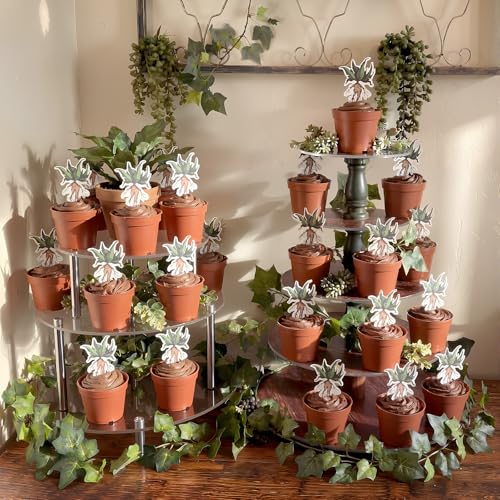 Magical Wizard Cake Toppers Set with Flower Pots for Birthday & Halloween Baking