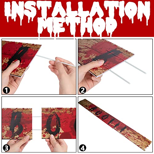 Halloween Haunted Window Boards 39x4.7 Inch Warning Signs - 10Pcs, Variation: 39In-10Pc