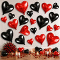 TONIFUL 30 Pack Red and Black Heart Foil Balloons - 3 Sizes for Gothic Wedding & Party Decorations