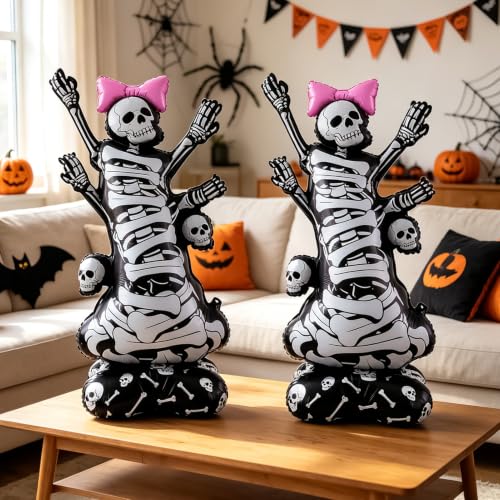 Fudefer 2-Pack Self Standing Skeleton Balloons - 3.8FT Halloween Decor