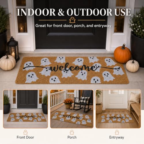 Halloween Ghost Welcome Door Mat 48x16 Inch Non Slip Front Entrance Rug - Variation: Ghost