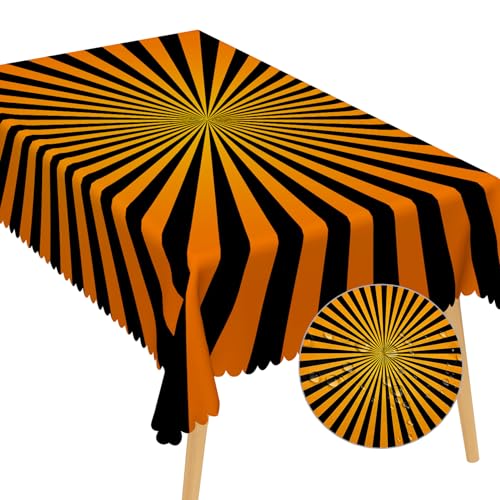 Halloween Tablecloth 60x84 Inch Black and Orange Rectangular Dust-Proof Cover - Variation of THIS Listing
