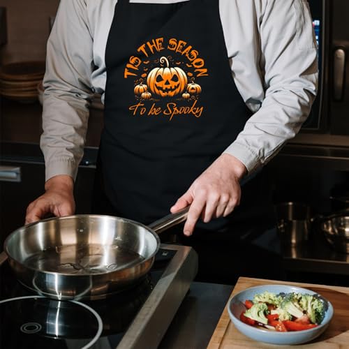 Funny Halloween Aprons for Men Women with Pockets - Fall Kitchen Cooking Gift