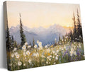 Landscape Canvas Wall Art - 24x16 Inches Sunset Mountain & Wildflowers