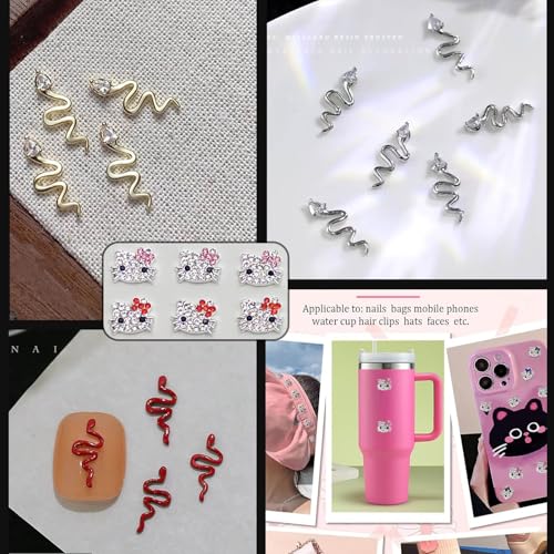 Multi Color Nail Charms Set - 88 Pcs Gold, Silver & Red 3D Alloy Gems for Nails & Crafts