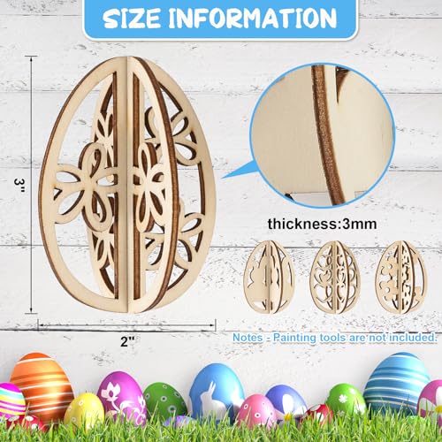 DIY 3D Easter Eggs Wood Craft Set - Paintable Wooden Egg Decorations, Variation of Easter Eggs