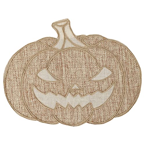 Halloween Placemats Set of 4 - Jack O'Lantern Burlap & Polyester Table Decor