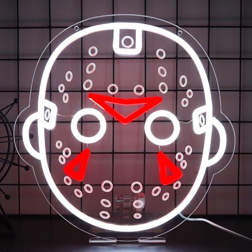 Horror Movies Neon Sign - Friday The 13th Wall Decor, Dimmable LED Light for Room Man Cave Halloween T-Horror Movie Variation
