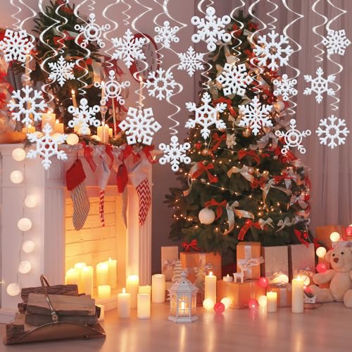 Snowflake Hanging Swirls Christmas Winter Party Decorations - 36 Pcs, Variation: Snowflake