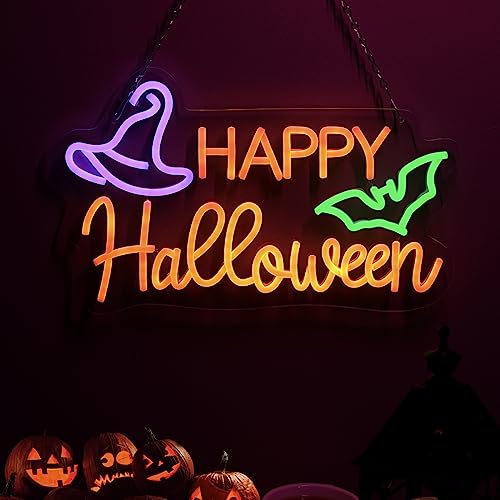 Happy Halloween Neon Sign - USB Powered LED Wall Decor