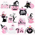 Halloween Refrigerator Magnets Set - Pink Pumpkin Ghost Spider Bat Decals for Fridge & Metal Surfaces