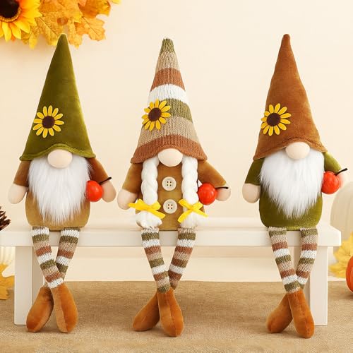Fall Pumpkin Gnome Decor Set - Plush Autumn Table Ornaments for Thanksgiving & Home
