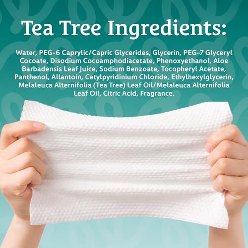 Body Prescription Tea-Tree Makeup Cleansing Wipes - Gentle Face & Eye Makeup Remover, 50 Count