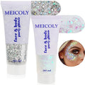White and Silver Body Glitter Set for Face Hair Rave Cosplay - Chunky Sequins