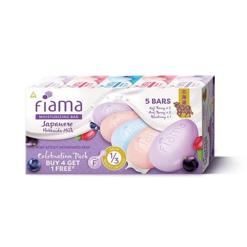 Fiama Moisturizing Soap Bars Celebration Pack | Japanese Hokkaido Milk & Berries | Pack of 5
