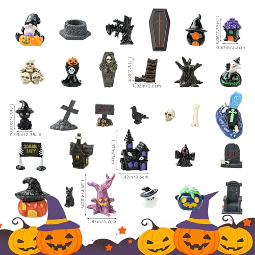 Halloween Miniature Figurines Set - 30 Resin Decorative Figures for Table Decor & Collecting