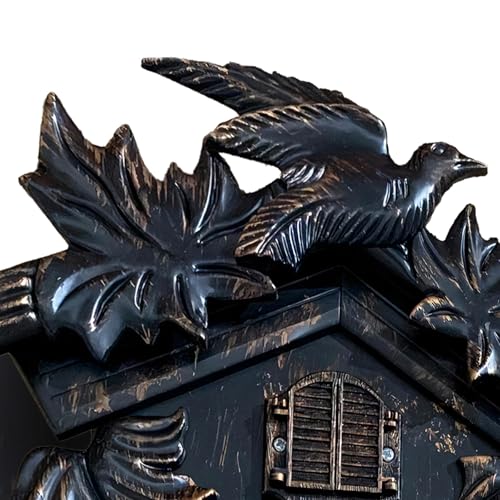 Black Cuckoo Wall Clock - Classic Bird Pendulum Home Decor - One Size