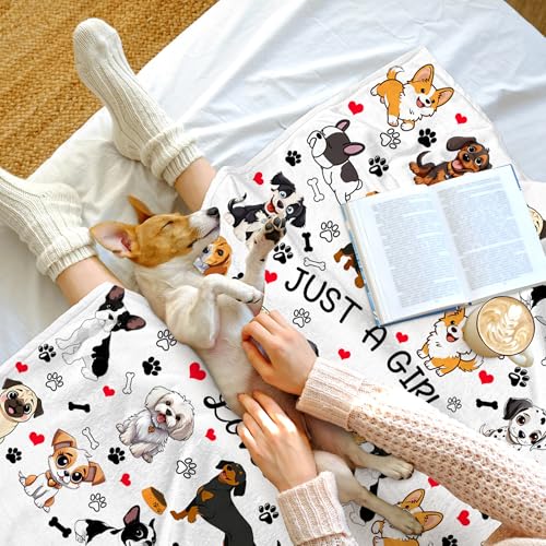 Dog Throw Blanket for Dog Lovers Women Adults 80x60 Big Plush Puppy Gifts