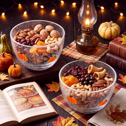 Potchen 2-Piece Fall Pumpkin Candy Bowls - 14 oz Glass Snack Dishes - Pumpkin Variation