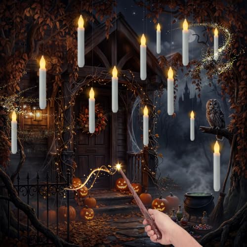 Waterproof Floating Candles with Remote Wand - Outdoor Halloween Decor Set