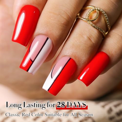 Gel Nail Polish 15ML - Neon Red - Same Color, Soak Off, Long-lasting Manicure