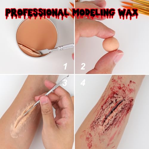 Halloween Special Effects Makeup Kit with Face Body Paint Fake Blood Scar Wax & Tools
