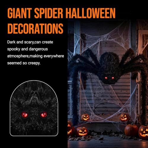Giant Spider Halloween Decorations Outdoor - 6 Pack, 1ft-3ft Bendable Legs Spiders for Lawn, Yard, Wall & Window