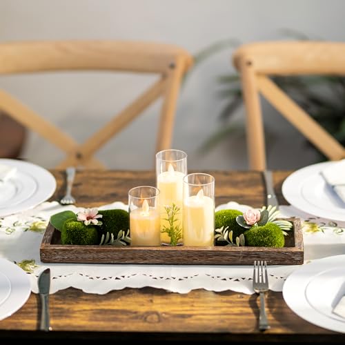 Romadedi Rustic Wooden Candle Tray - 17-Inch Brown Farmhouse Decor