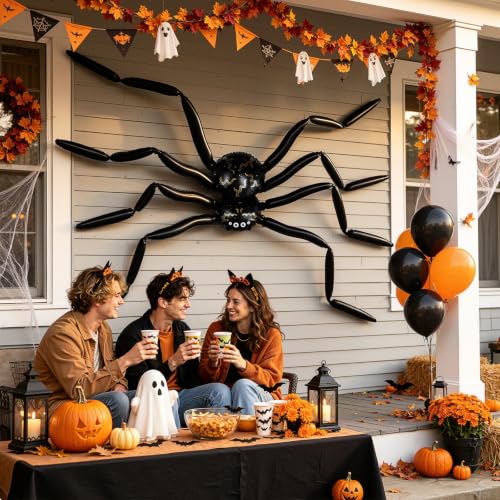 1Pcs Giant Halloween Spider Balloon - 10.2Ft Black Inflatable Spider Decoration