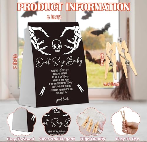 Halloween Don't Say Baby Clothespin Game Set with Sign and 50 Wooden Clothespins