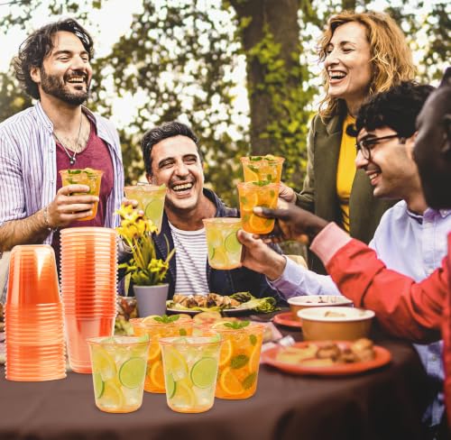 60 Pack 12oz Disposable Plastic Wine Glasses - Bright Orange