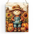 Autumn Wooden Hanging Sign - Fall Decor with Scarecrow Variation
