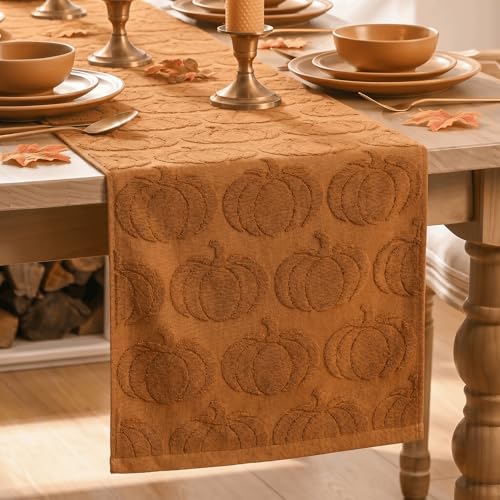 Artoid Mode Caramel Soft 3D Jacquard Table Runner 13x72 Inch - Fall Decor