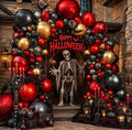 Halloween Balloon Arch Kit Double Stuffed Dark Red Burgundy Black Balloons - Variation of Red Black Gold
