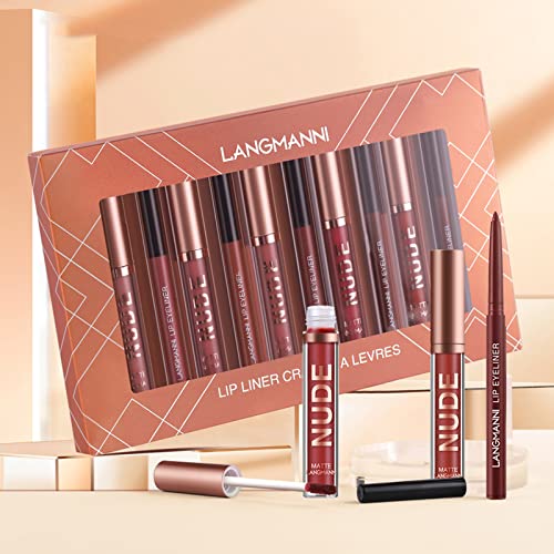 Matte Lipstick & Lipliner Set - Waterproof, Long-Lasting, Velvet Finish - Variation C