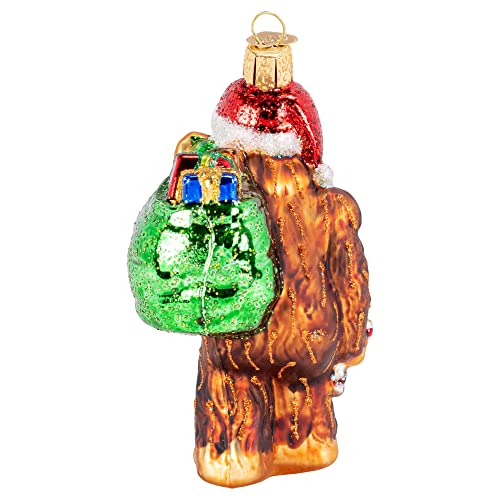 Santa Sasquatch Glass Blown Ornament - Handcrafted Holiday Tree Decoration - One Size
