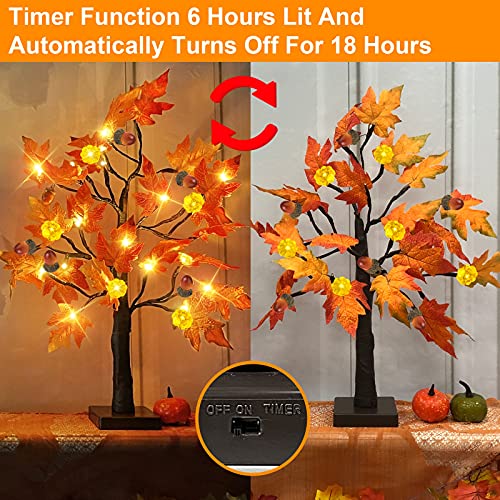 Prelit 22-Inch Fall Maple Tree with LED Pumpkin Lights - Autumn Halloween Decor