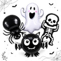 Halloween Balloon Set with Ghost Bat Skull and Spider Foil Balloons - Spooky Party Decorations