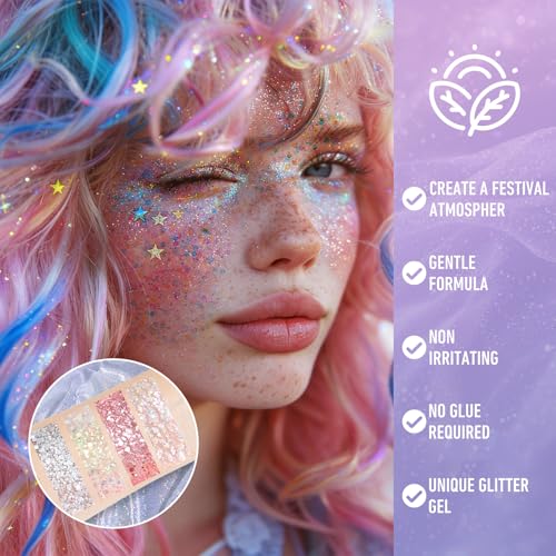 Red Body Glitter Stick for Face Hair Makeup Festival Party Rave Accessories